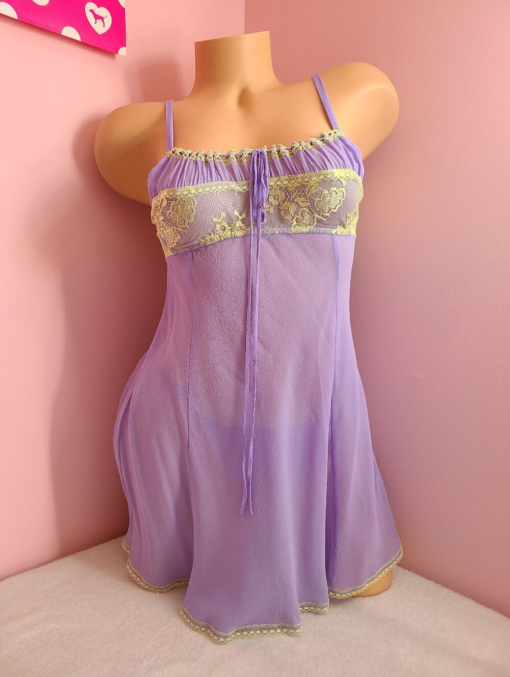 Rare Vintage Y2K Victoria's Secret 100% Silk Milkmaid Babydoll & Panty Set Sz Sm